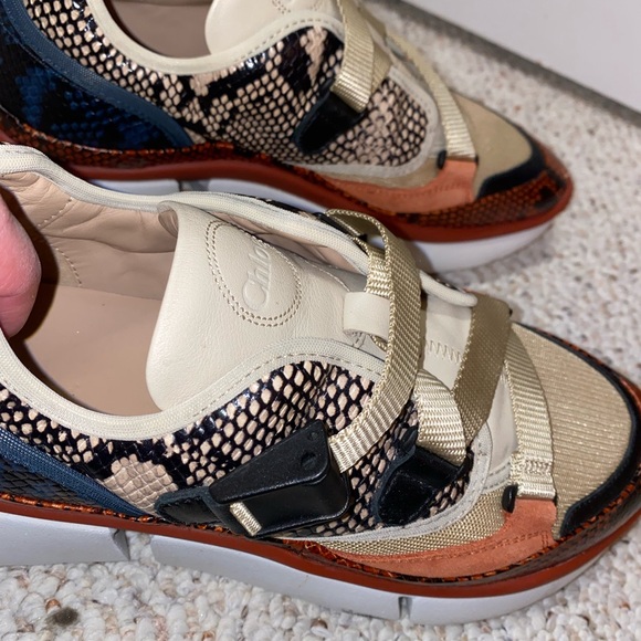 Chloé- authentic designer Sonnie Snakeskin Sneakers multicolored - Picture 11 of 12